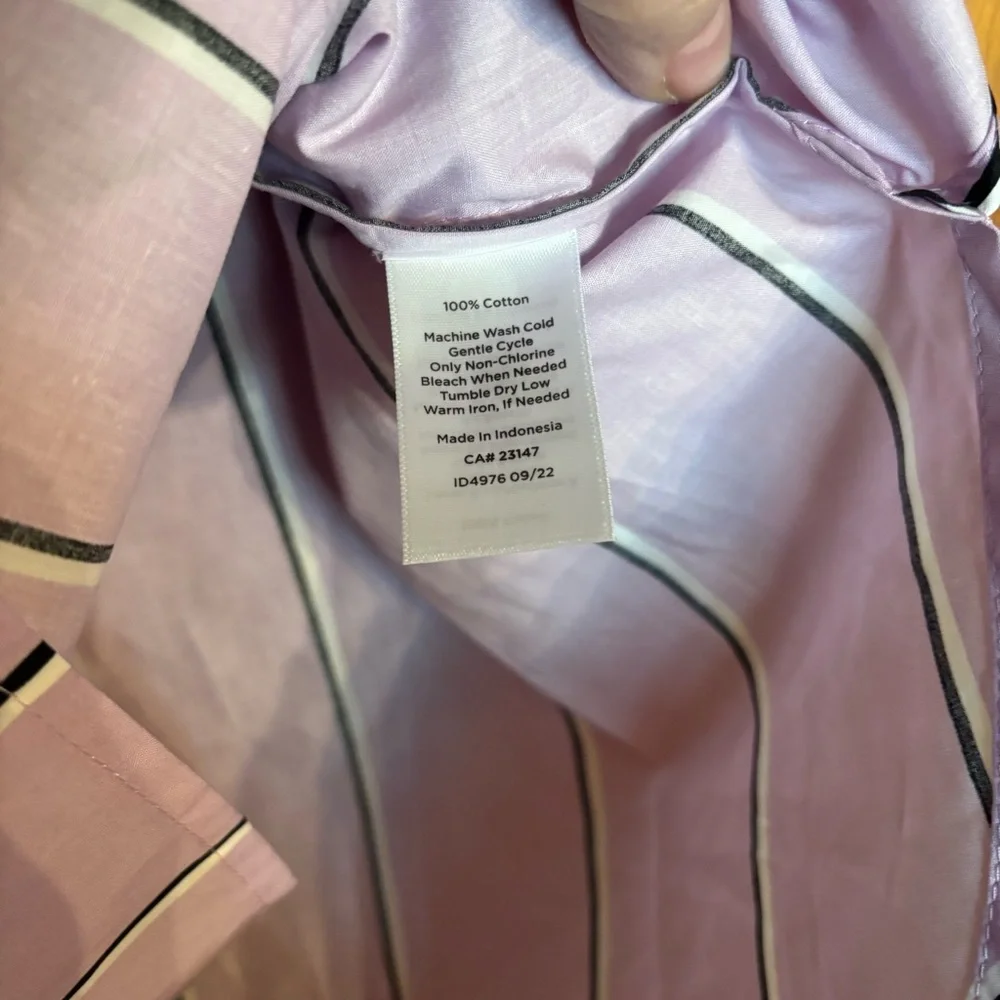NEW Talbots Women’s Boyfriend Striped Shirt 3X Purple And White Button Down - Picture 6 of 7